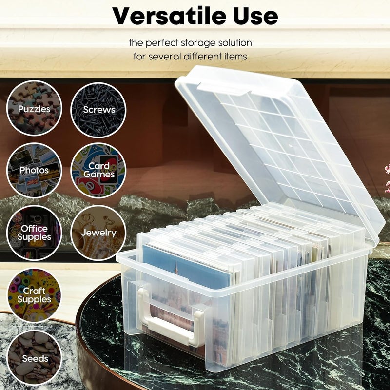 A-Link Photo Storage Box 5 x 7 In Photo Case, 10 Inner Large Photo Keeper, Clear Photo Storage Container, Seed Craft Cards Pictures Organizer, Plastic Office Organizer with 1 Label Sticker - Image 5